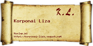 Korponai Liza névjegykártya
